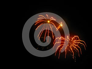 Abstract Fireworks: Orange Squiggles and Gold Dust