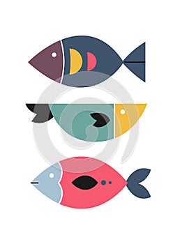 Abstract fish. Home wall decor in scandinavian style. Poster for living room. Vector illustration.