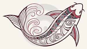 Abstract Fish Ocean Wave Pattern, Marine Life Art, vector design Generative AI