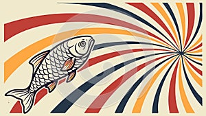 Abstract Fish in Radial Burst Pattern Dynamic Graphic Art, vector design Generative AI
