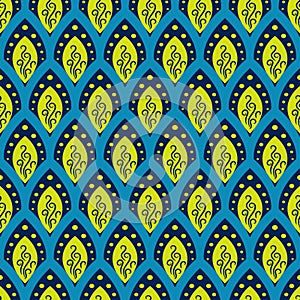 Abstract fish scale blue pattern in oriental style.