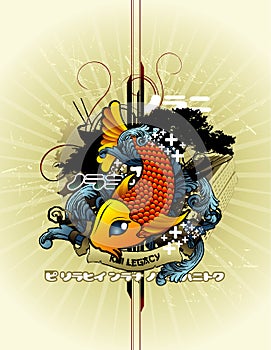 Abstract fish vector composition