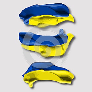 Abstract flags of Ukraine. Blue and yellow sign. Set of Ukrainian's flags