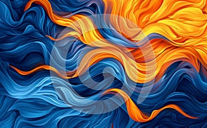 An abstract flame shape on a blue background. Generative AI