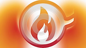 Fire in a Circle Against an Orange Gradient Background Illustration