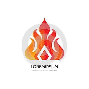 Abstract flame - vector logo template concept illustration. Fire sign. Decorative shape. Ethnic design element