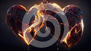 Abstract flamy fire Hearts - Artificial Art