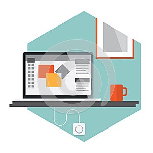 Abstract flat vector illustration of office