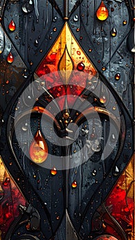 Abstract Fleur-de-lis with Raindrops