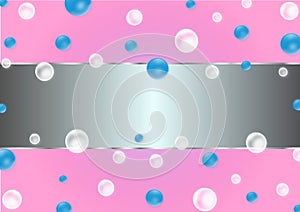Abstract Floating Blue and White Bubbles in Pink Background