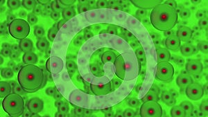 Abstract Floating cells in the green background