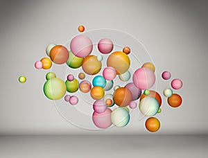 Abstract floating colorful gradient balls background.