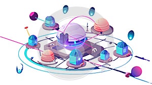 Abstract Floating Network Platforms Concept, vector design Generative AI