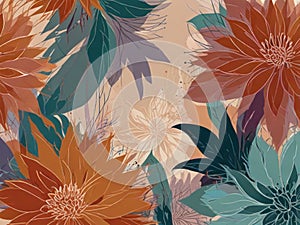 Abstract floral art vector cover background. Hand draw template
