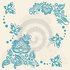 Abstract floral background with butterflies.