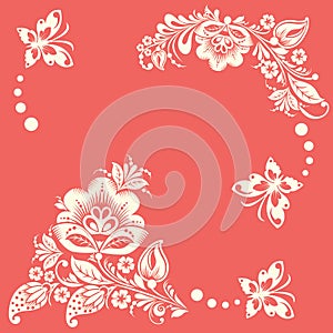 Abstract floral background with butterflies.