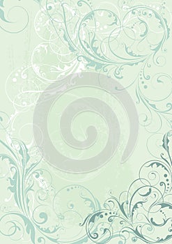 Abstract floral background design in light teal