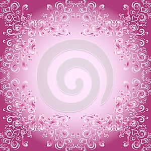 Abstract floral background with hearts in pink