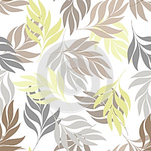 Abstract floral background. Seamless pattern with hand drawn branches on white. Vector. Line art. Perfect for wallpaper, wrapping