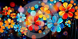 Abstract floral background series, with many flowers. Generative AI