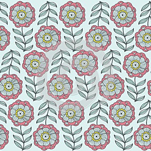 Abstract floral background, summer theme seamless pattern, vector wallpaper, summer texture, wrapping with flowers, spring and