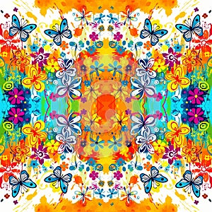 Abstract floral background with vibrant psychedelic colors, Braga.