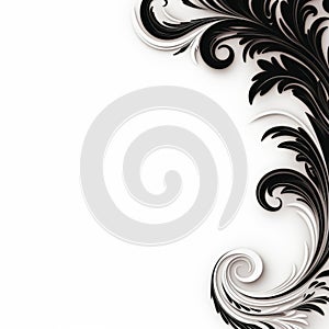 Abstract Floral Black And White Frame: Swirling Vortexes And Gothic References