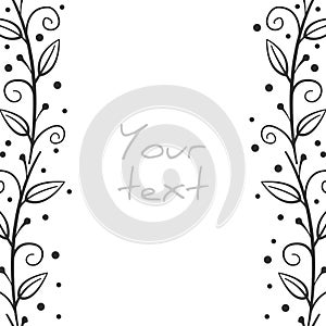 Abstract floral borders; vertical foliate frame with curls.