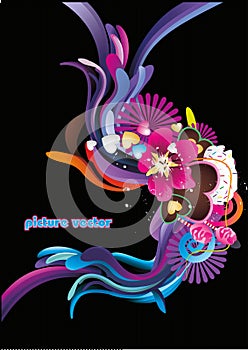 Abstract floral color wave vector