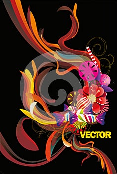 Abstract floral color wave vector