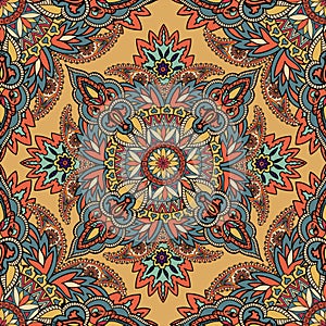 Abstract floral geometric pattern Arabic ornament seamless background Oriental ethnic mandala element for