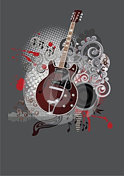 Abstract floral grunge guitar,background