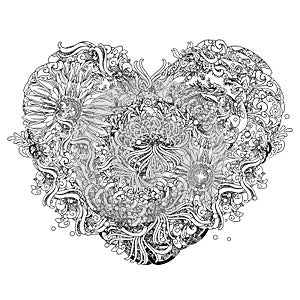 Abstract floral heart shaped pattern