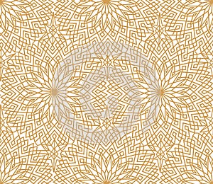 Abstract floral line oriental tile pattern. Arabic ornament
