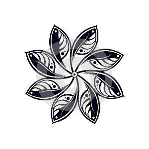 Abstract floral mandala design with decorative leaf pattern