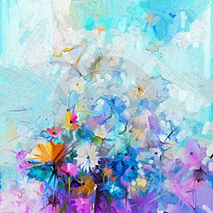 Abstract floral oil color painting. Spring flower seasonal nature