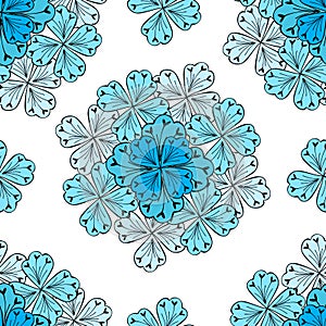 Abstract floral pattern of blue flowers