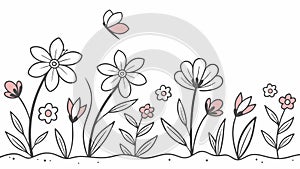 Abstract Floral Pattern, Delicate Blooming Plants, vector design Generative AI