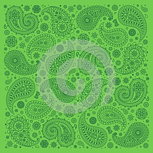 Abstract floral pattern flat vector illustration on a green background