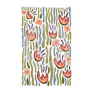 Abstract floral pattern with foliage
