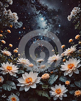 Abstract Floral Pattern with galaxy