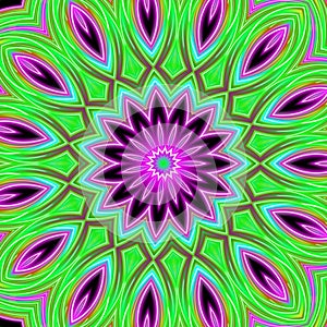 Abstract floral pattern made of colorful neon laser lights