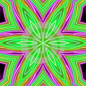 Abstract floral pattern made of colorful neon laser lights