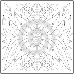 Abstract floral pattern mandala for peaceful and harmony. Learning and education coloring page