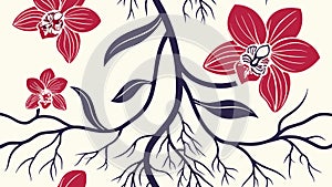 Abstract Floral Pattern with Root-Like Structures, vector design Generative AI
