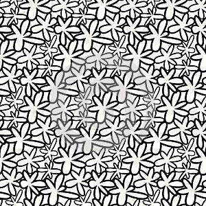 Abstract floral pattern. Seamless background. Black and white ornament. Graphic modern pattern.