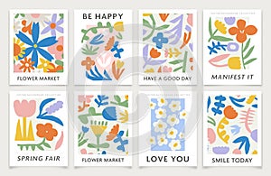 Abstract floral print illustration template set