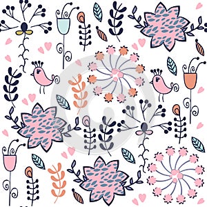 Abstract floral seamless adorable gentle elegance pattern with