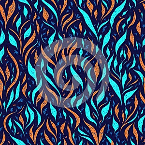 Abstract floral seamless pattern on black, simple minimalist boho flowers pattern