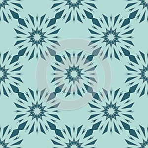 Abstract floral seamless pattern on blue background, patchwork textile design background for decoration